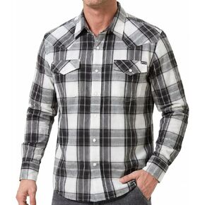 DIFICIL SLOG® Western Plaid Pearl Snap Shirts for Men Long Sleeve Vintage Casual Shirt with 2 Flap Pockets Regular Fit in Saudi Arabia