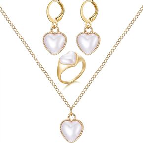 IFKM Gold Plated Jewelry Sets For Women Choker Necklace Dangle Earrings Ring Set For Prom Valentine Anniversary Birthday Friendship Gifts in Saudi Arabia