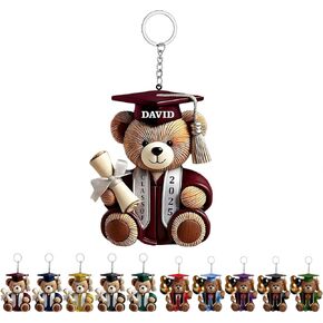 Personalized Graduation Bear Acrylic Keychain,Custom Name Class Year Gift for Graduate Class of 2026 in Kuwait