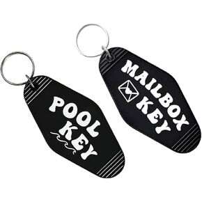Mailbox Keychain and Pool Key Tag, 2 Pack Black Plastic Motel Accessories, Vintage Holder for New Home Gifts in Saudi Arabia