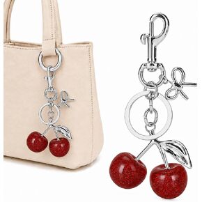 Cherry Purse Charms Keychain, Cherry Bag Charms for Handbags with Bow, Cute Purse Accessories for Women in Saudi Arabia