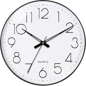 Wall Clock, Silent Non-Ticking Modern Battery Operated Clocks for Living Room, Office, Home, Bathroom, Kitchen, Bedroom 12 Inch White in Saudi Arabia