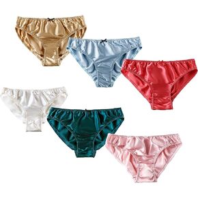 6Pairs Women Underwear Pure Silk Briefs Panties Lace String Soft Smooth Healthy Bikini Classic Underpants in Kuwait