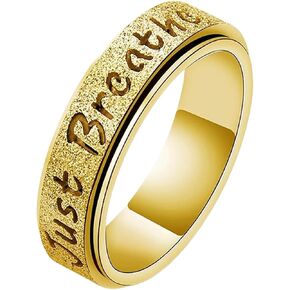 Just Breathe Fidget Ring for Women, Rotatable Fidget Anxiety Finger Rings Spinner Stress Relief Stainless Steel Jewelry Gift in Kuwait