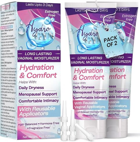 Hydro GYN Vaginal Moisturizer | Long Lasting for Intimacy & Vaginal Dryness | Hyaluronic Acid | Hormone Free | Pre and Post Menopausal | 4 oz Tube Includes Reusable Applicator (Pack of 2) in Saudi Arabia