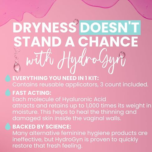 Hydro GYN Vaginal Moisturizer | Long Lasting for Intimacy & Vaginal Dryness | Hyaluronic Acid | Hormone Free | Pre and Post Menopausal | 4 oz Tube Includes Reusable Applicator (Pack of 2) in Saudi Arabia