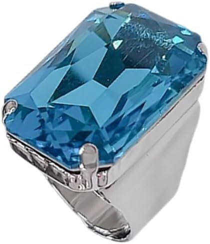 Sparkling Large Rectangle Rhinestone Open Statement Ring for Women Exaggerated Big Geometric Crystal Stone Thick Chunky Finger Adjustable Band Rings Wedding Brides Prom Party Cocktail Fashion Jewelry in Kuwait