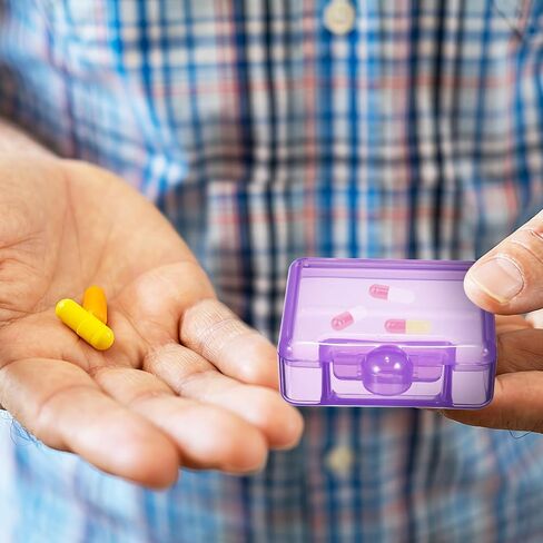 8 Pcs Small Pill Organizer Box Portable Vitamin Organizer Case with Moisture-Resistant Compartments Travel Medication Storage for Daily Use in Kuwait