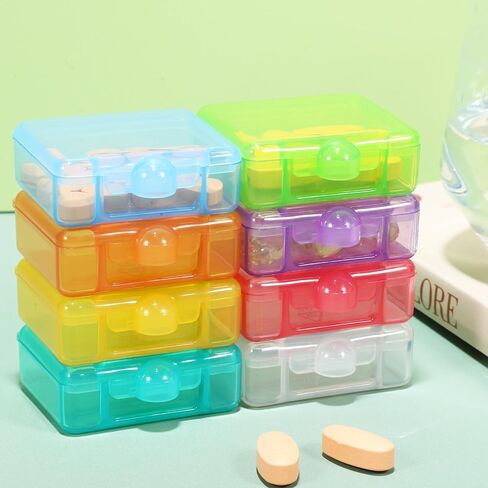 8 Pcs Small Pill Organizer Box Portable Vitamin Organizer Case with Moisture-Resistant Compartments Travel Medication Storage for Daily Use in Kuwait