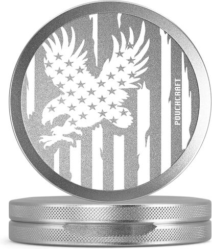 Metal Pouch Can | Aluminum Container for Pouches with Removable Silicone Divider | Airtight O-Ring Moisture Odor Proof EDC Pocket Tin | American Flag Edition (Tall, Silver) in Saudi Arabia