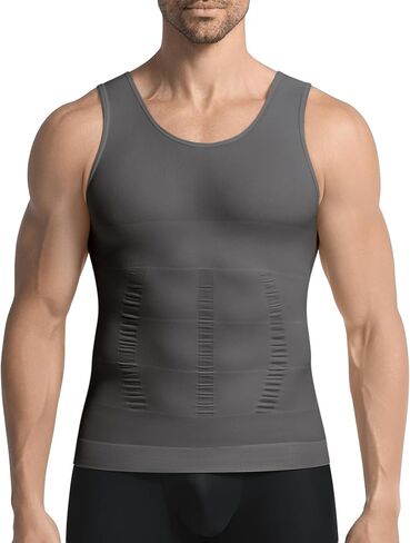 3 Pack Compression Shirt Men Slimming Body Shaper Tummy Control Vest Workout Tank Top Shapewear in Saudi Arabia