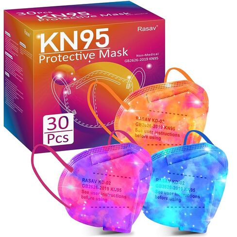 Rasav KN95 Face Masks, Comfortable 5 Layer Cup Dust Safety Mask, Muti-colored Design KN95 Mask for Women, Men in Saudi Arabia