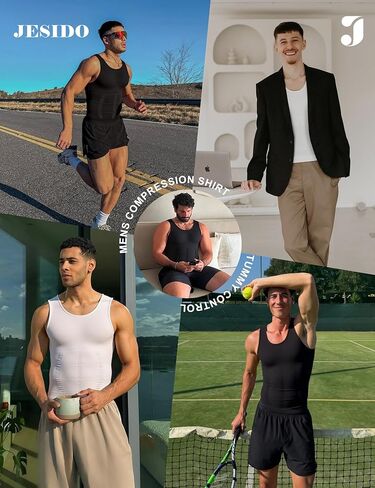 3 Pack Compression Shirt Men Slimming Body Shaper Tummy Control Vest Workout Tank Top Shapewear in Saudi Arabia