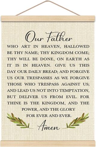 HKTZM Our Father Prayer Wall Decor, Christian the Lords Prayer Wall Art With Wooden Poster Hanger, Inspirational Bible Verse Wall Art for Kitchen Bedroom Living Room Church, 12x16 Inch in Saudi Arabia