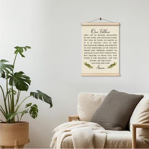 HKTZM Our Father Prayer Wall Decor, Christian the Lords Prayer Wall Art With Wooden Poster Hanger, Inspirational Bible Verse Wall Art for Kitchen Bedroom Living Room Church, 12x16 Inch in Saudi Arabia