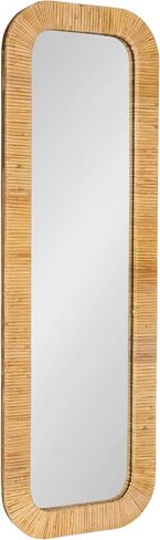Kate and Laurel Rahfy Boho Rectangle Rattan Wall Mirror, 12 x 36, Natural Wood, Decorative Rounded Rectangular Panel Mirror with Authentic Rattan Frame for Bedroom Mirror in Kuwait