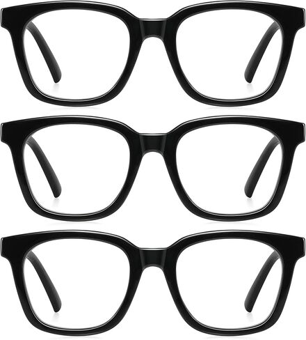 Reading Glasses for Women Men - Blue Light Blocking Magnifying Readers, Square Anti-Glare Computer Eyeglasses(Light Black, 0.5X) in Saudi Arabia