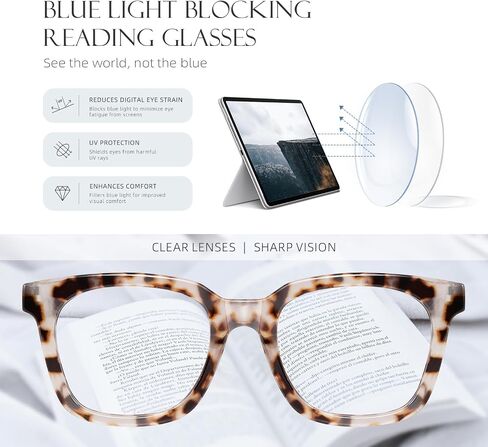 Reading Glasses for Women Men - Blue Light Blocking Magnifying Readers, Square Anti-Glare Computer Eyeglasses(Light Black, 0.5X) in Saudi Arabia