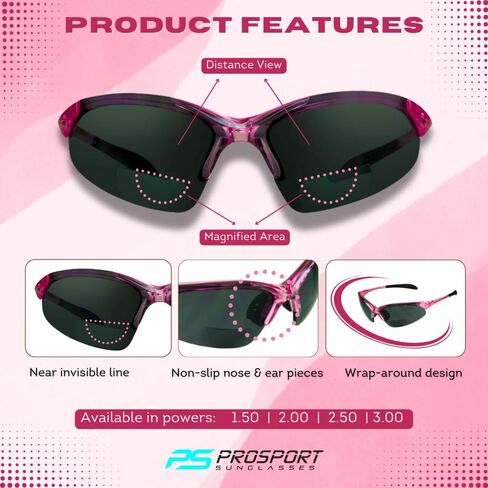 Bikershades proSPORT Bifocal Sunglass Readers Sport Golf Cycling Running Rubber Ear Nose Pieces1.50 2.00 2.50 in Saudi Arabia