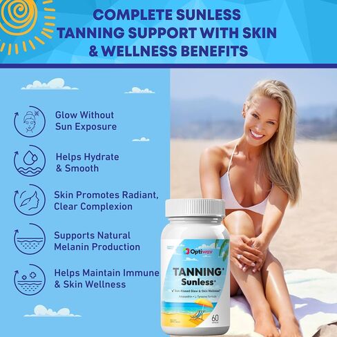 Tanning Pills for Men Women - Self Tan Capsules that Work Fast Without Sun - Natural Oral Melanin Supplement Pill for Sunless Healthy Tan Golden Glow - Gluten Free Vegan Non-GMO in Saudi Arabia