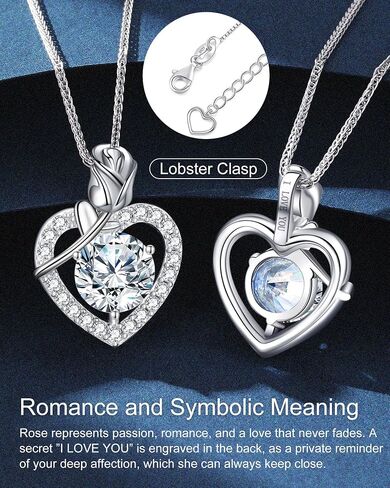 Rose Heart Pendant Necklace and Earring Set, Wedding Anniversary Present or Birthday Christmas Valentine Engagements Mothers Day Jewelry Gifts for Mom Wife Her Girlfriend in Saudi Arabia