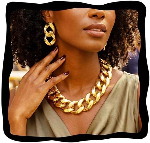 CLOACE Chunky Choker Necklace Set Gold Thick Necklaces Sets Cuban Punk Chain Jewelry Accessories for Women in Saudi Arabia