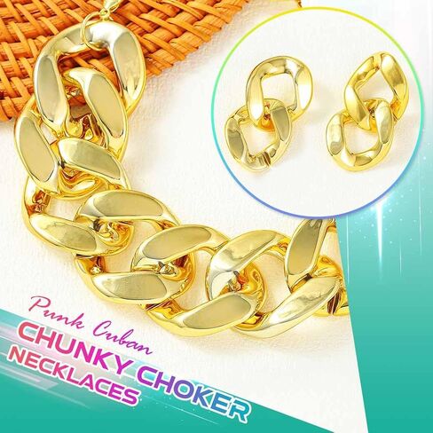 CLOACE Chunky Choker Necklace Set Gold Thick Necklaces Sets Cuban Punk Chain Jewelry Accessories for Women in Saudi Arabia