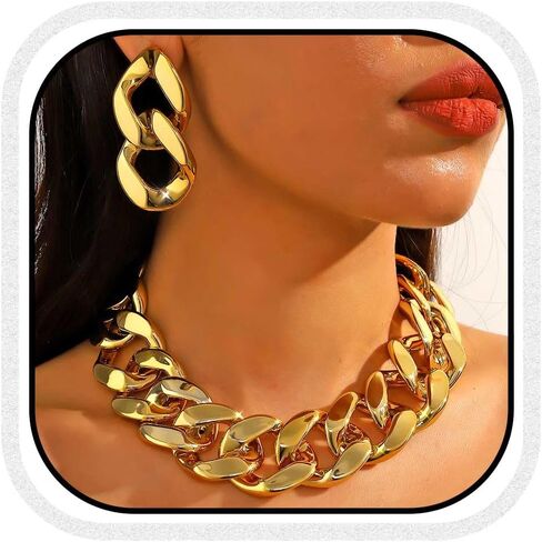 CLOACE Chunky Choker Necklace Set Gold Thick Necklaces Sets Cuban Punk Chain Jewelry Accessories for Women in Saudi Arabia