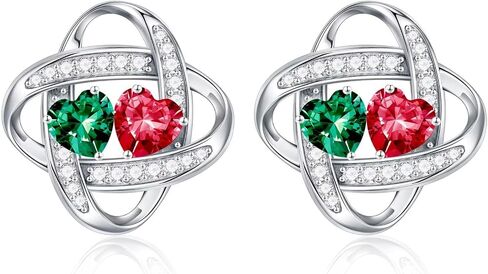 Iefil Double Birthstone Necklace and Double Birthstone Earrings Set in Kuwait