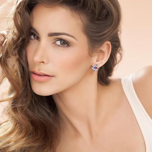 Iefil Double Birthstone Necklace and Double Birthstone Earrings Set in Kuwait