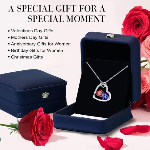 Iefil Double Birthstone Necklace and Double Birthstone Earrings Set in Kuwait