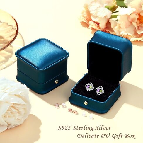 Iefil Double Birthstone Necklace and Double Birthstone Earrings Set in Kuwait