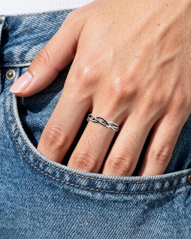 Vintage Twisted Adjustable Ring for Women Bohemian Open Cuff Ring 925 Sterling Silver Hypoallergenic Minimalist Personality Band Unique Jewelry in Saudi Arabia