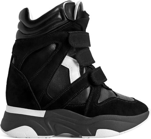 ZJGZF Wedge Sneakers for Women Platform Round Toe Suede Leather High Heel Tennis Casual Triple Strappy Band Fashion Dressy Comfy Campus Trendy Shoes in Saudi Arabia
