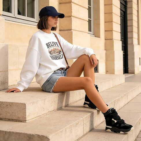 ZJGZF Wedge Sneakers for Women Platform Round Toe Suede Leather High Heel Tennis Casual Triple Strappy Band Fashion Dressy Comfy Campus Trendy Shoes in Saudi Arabia