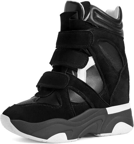 ZJGZF Wedge Sneakers for Women Platform Round Toe Suede Leather High Heel Tennis Casual Triple Strappy Band Fashion Dressy Comfy Campus Trendy Shoes in Saudi Arabia