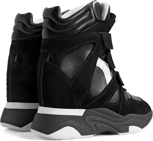 ZJGZF Wedge Sneakers for Women Platform Round Toe Suede Leather High Heel Tennis Casual Triple Strappy Band Fashion Dressy Comfy Campus Trendy Shoes in Saudi Arabia