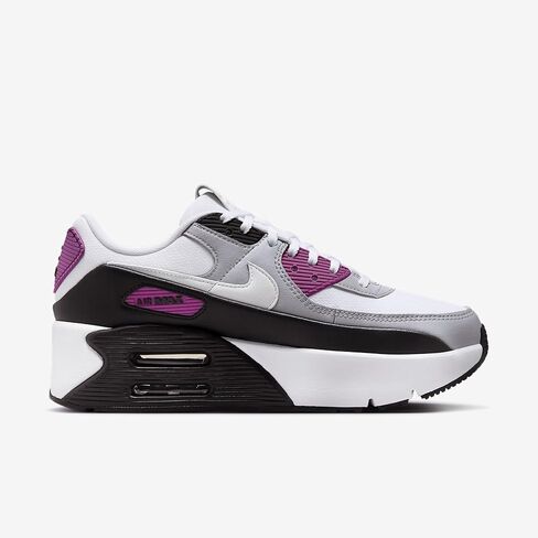 حذاء Nike Air Max 90 LV8 للنساء (FD4328-109، أبيض/توت غامق/رمادي ذئب/فوتون داست) مقاس 8.5 in Kuwait