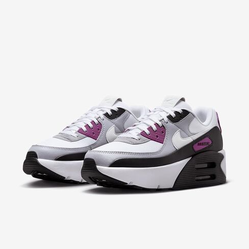 حذاء Nike Air Max 90 LV8 للنساء (FD4328-109، أبيض/توت غامق/رمادي ذئب/فوتون داست) مقاس 8.5 in Kuwait