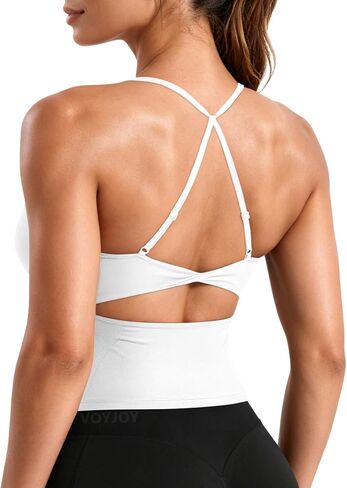 VOYJOY Twist Back Workout Athletic Tank Top مدمج في حمالة صدر على شكل حرف U in Kuwait