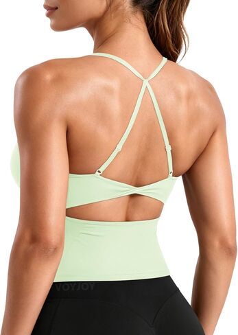 VOYJOY Twist Back Workout Athletic Tank Top مدمج في حمالة صدر على شكل حرف U in Kuwait