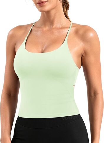 VOYJOY Twist Back Workout Athletic Tank Top مدمج في حمالة صدر على شكل حرف U in Kuwait