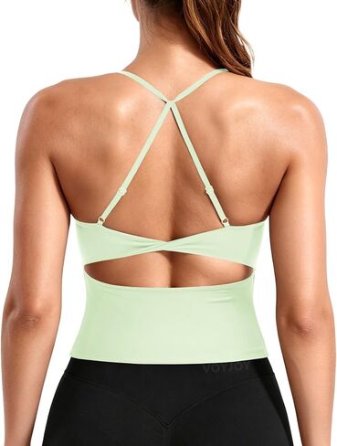 VOYJOY Twist Back Workout Athletic Tank Top مدمج في حمالة صدر على شكل حرف U in Kuwait