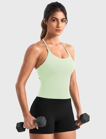 VOYJOY Twist Back Workout Athletic Tank Top مدمج في حمالة صدر على شكل حرف U in Kuwait