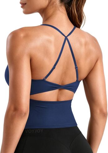 VOYJOY Twist Back Workout Athletic Tank Top مدمج في حمالة صدر على شكل حرف U in Kuwait
