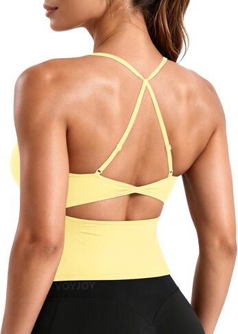 VOYJOY Twist Back Workout Athletic Tank Top مدمج في حمالة صدر على شكل حرف U in Kuwait