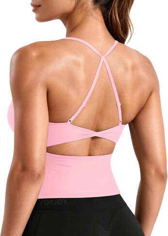 VOYJOY Twist Back Workout Athletic Tank Top مدمج في حمالة صدر على شكل حرف U in Kuwait