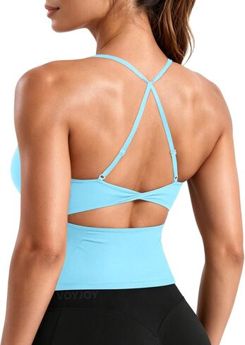 VOYJOY Twist Back Workout Athletic Tank Top مدمج في حمالة صدر على شكل حرف U in Kuwait