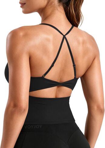 VOYJOY Twist Back Workout Athletic Tank Top مدمج في حمالة صدر على شكل حرف U in Kuwait