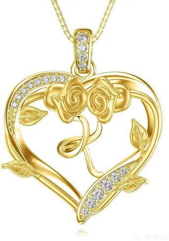 Midari 18K Yellow Gold A-Z Initial Heart Necklace Gift for Women Rose Heart Pendant with Letter Jewelry Gifts for Mom Wife Her in Saudi Arabia